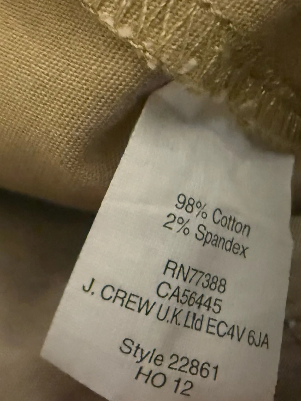 J.Crew City Fit Tan Stretch Chino Pants Women’s Size 6